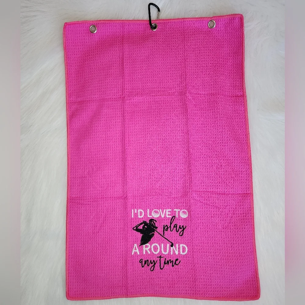 Hot Pink Embroidered Golf Towel ⛳️